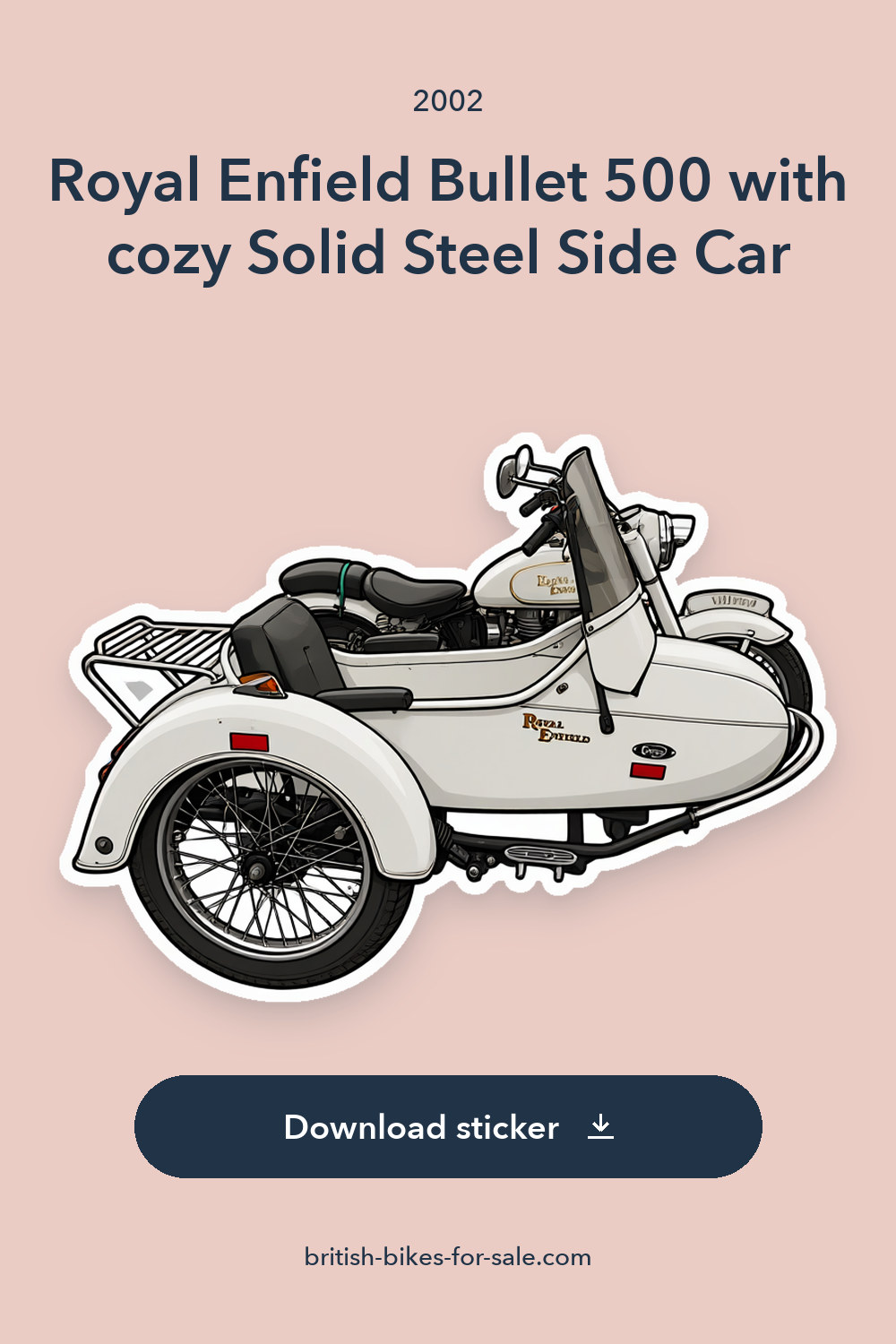 2002 Royal Enfield Bullet 500 with cozy Solid Steel Side Car sticker preview